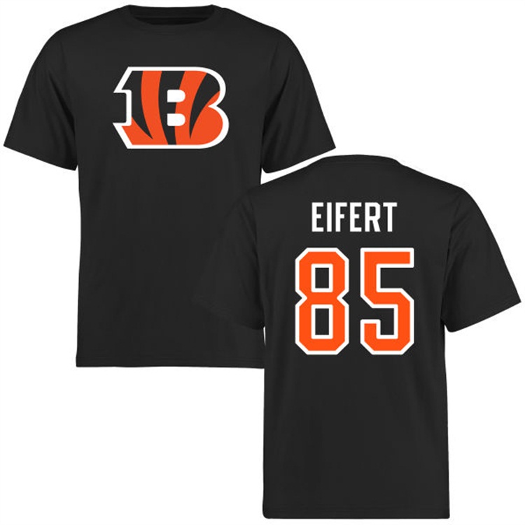 Cincinnati Bengals #85 Tyler Eifert Name & Number Black Logo T-shirt