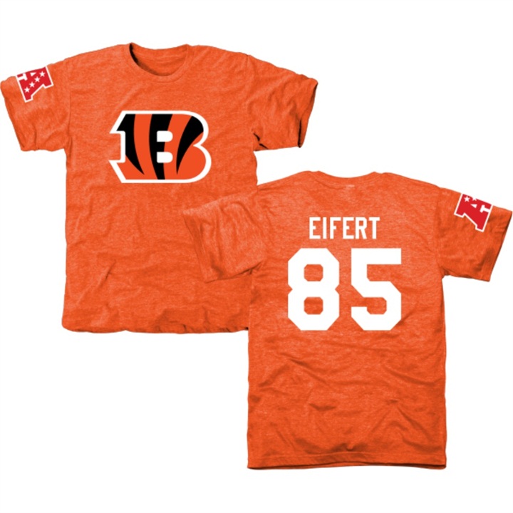 Cincinnati Bengals #85 Tyler Eifert Orange Name & Number Tri-Blend T-shirt