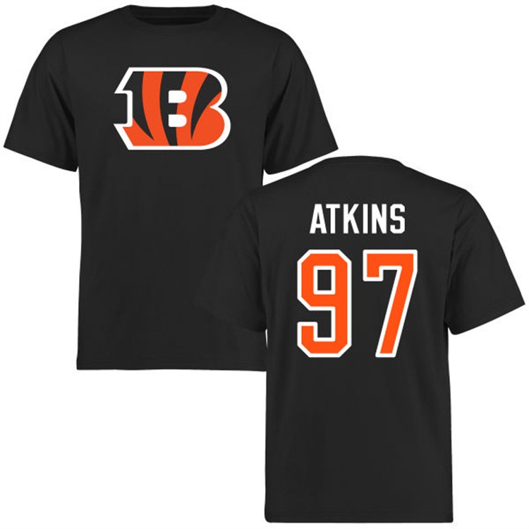 Cincinnati Bengals #97 Geno Atkins Name & Number Black Logo T-shirt