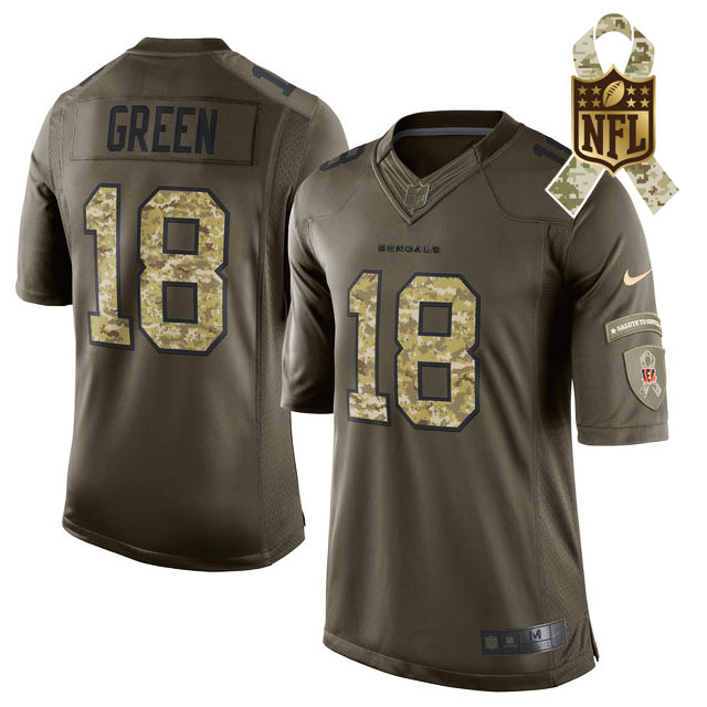 Men's Cincinnati Bengals #18 AJ Green Green Salute To Service Limited Jersey