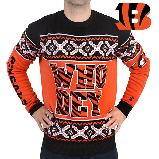 Cincinnati Bengals Klew Orange & Black Slogan Crew Knit Ugly Sweater