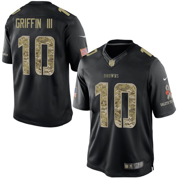 Cleveland Browns #10 Robert Griffin III Black Salute To Service Jersey