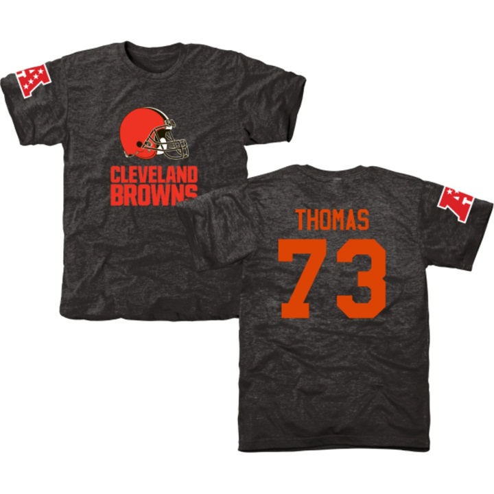 Cleveland Browns #73 Joe Thomas Black Name & Number Tri-Blend T-shirt