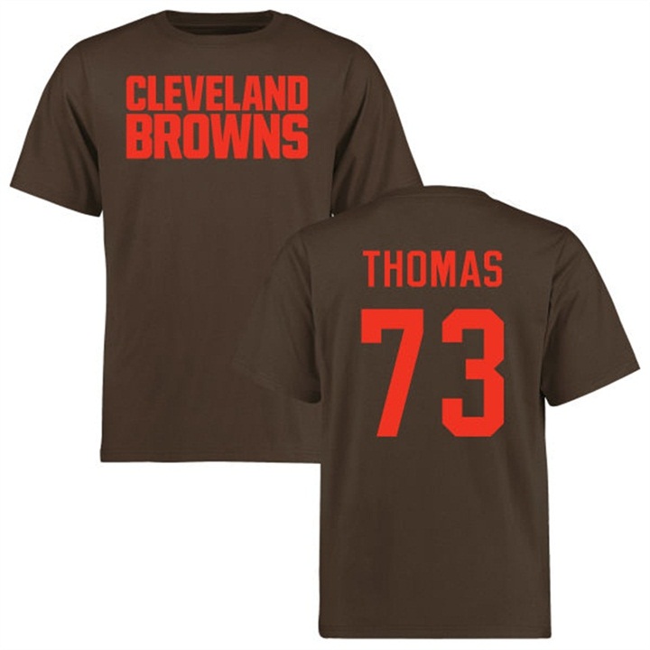 Cleveland Browns #73 Joe Thomas Brown Name & Number Wordmark T-shirt