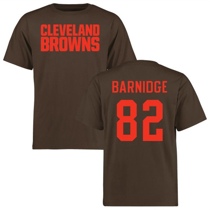 Cleveland Browns #82 Gary Barnidge Brown Name & Number Wordmark T-shirt