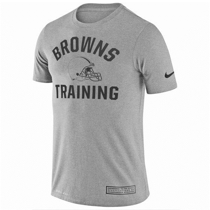 Cleveland Browns Heathered Gray Training Performance Logo T-shirt