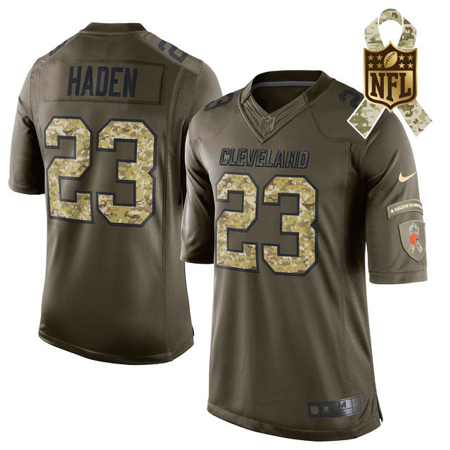 Men's Cleveland Browns #23 Joe Haden Green Salute To Service Limited Jersey