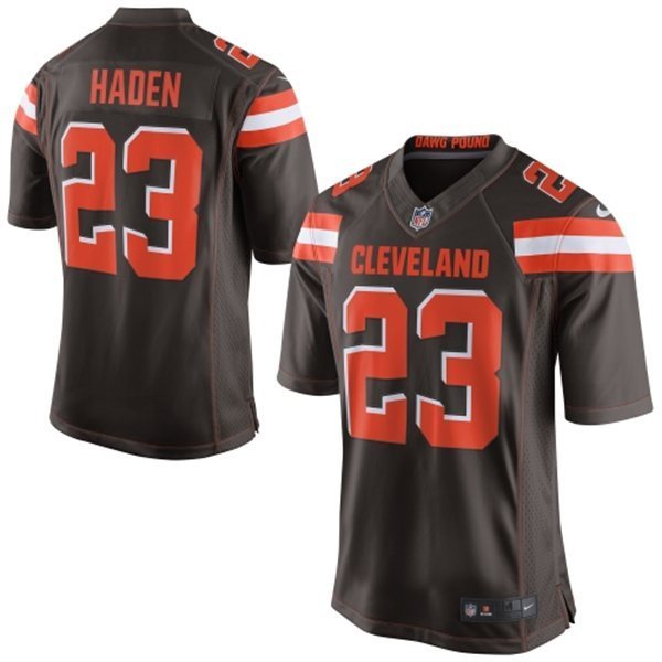 Mens Cleveland Browns#23 Joe Haden Nike Brown Game Jersey