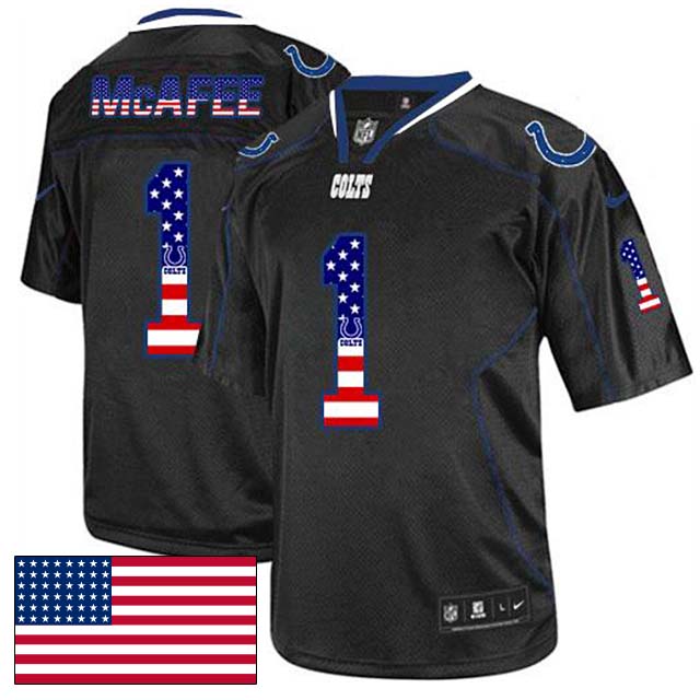 Indianapolis Colts #1 Pat McAfee Black USA Flag Fashion Jersey