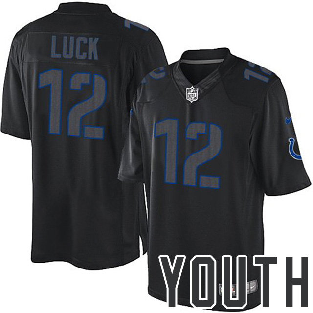 Youth Indianapolis Colts #12 Andrew Luck Black Impact Limited Jersey