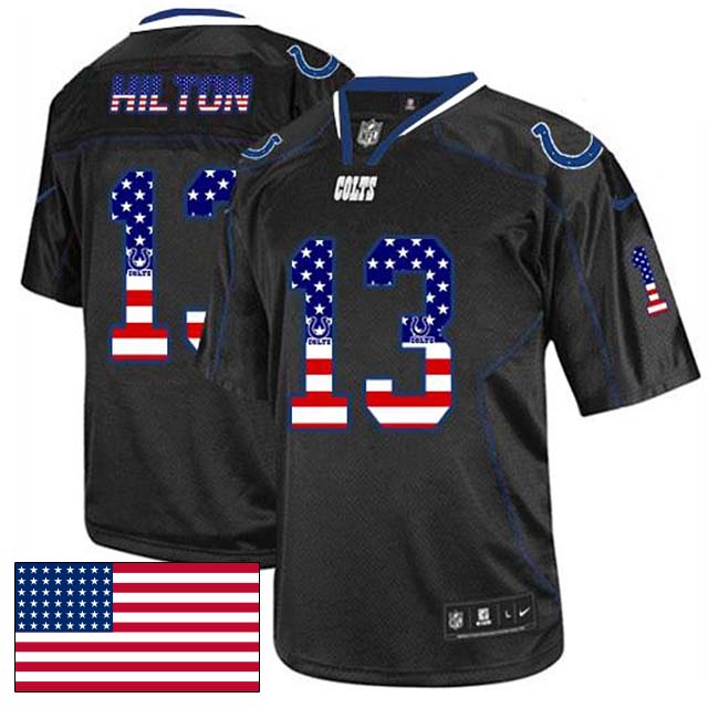 Indianapolis Colts #13 T.Y. Hilton Black USA Flag Fashion Jersey