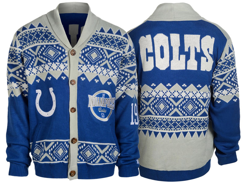 Indianapolis Colts Blue/Gray 2016 Christmas Ugly Sweater Holiday Cardigan