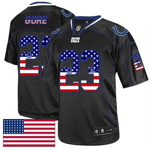 Indianapolis Colts #23 Frank Gore Black USA Flag Fashion Jersey