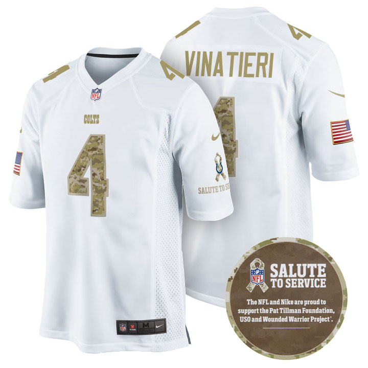 Indianapolis Colts #4 Adam Vinatieri White Camo Salute to Service Jersey