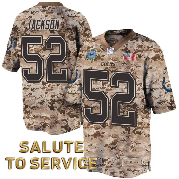 Indianapolis Colts #52 D'Qwell Jackson Desert Camo Salute to Service Jersey