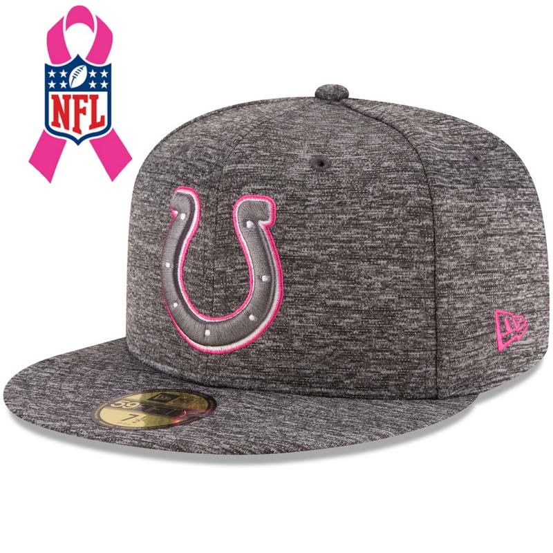 Indianapolis Colts Gray New Era Heather 2016 Breast Cancer Awareness Sideline 59FIFTY Fitted Hat