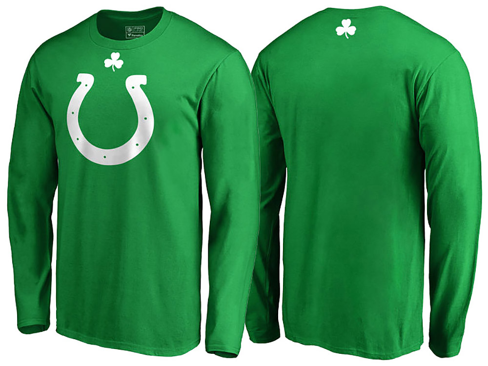 Indianapolis Colts Kelly Green White Logo St. Patrick's Day Long Sleeve T-Shirt