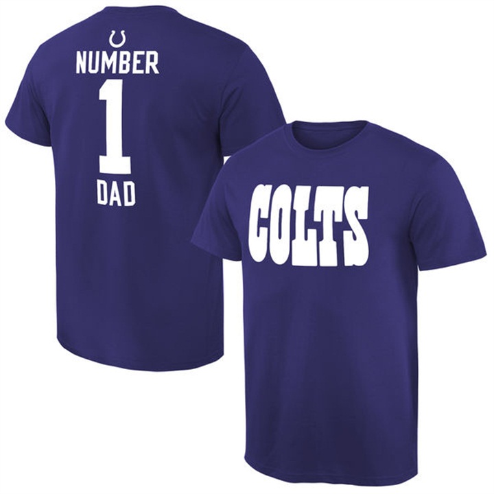 Indianapolis Colts Royal Number 1 Dad Name & Logo Pro Line T-Shirt