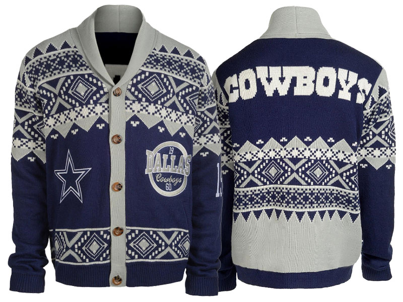 Dallas Cowboys Navy/Gray 2016 Christmas Ugly Sweater Holiday Cardigan