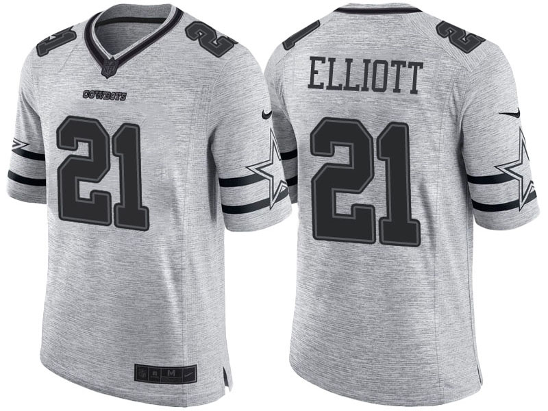 Dallas Cowboys #21 Ezekiel Elliott 2016 Gridiron Gray II Limited Jersey