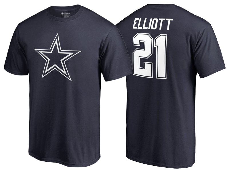 Dallas Cowboys #21 Ezekiel Elliott Navy Team Icon T-Shirt