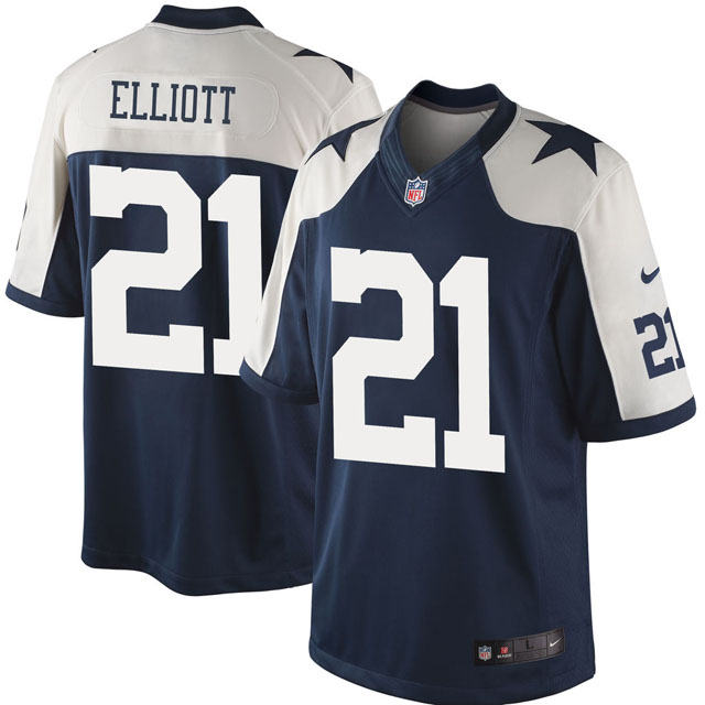 Dallas Cowboys #21 Ezekiel Elliott Navy Limited Alternate Jersey