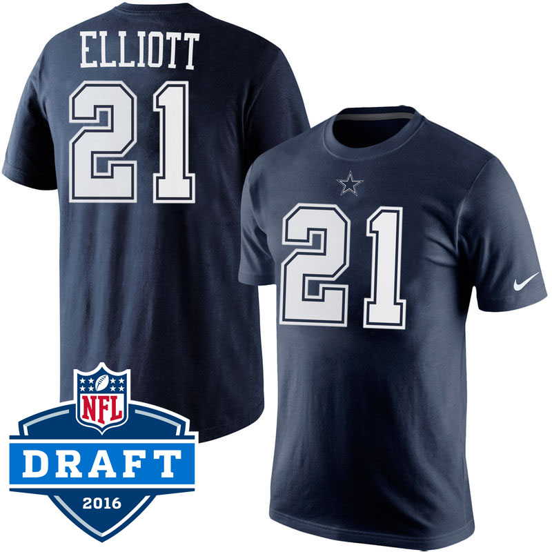 2016 Draft Pick Dallas Cowboys #21 Ezekiel Elliott Navy Player Pride Name & Number T-Shirt