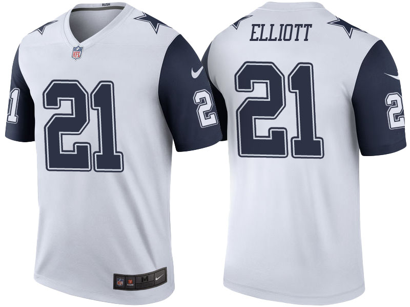 Dallas Cowboys #21 Ezekiel Elliott White Color Rush Legend Jersey