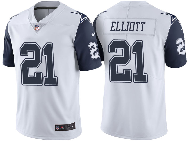 Dallas Cowboys #21 Ezekiel Elliott White Color Rush Limited Jersey