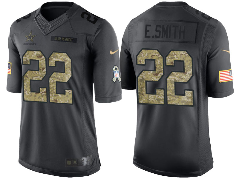 Dallas Cowboys #22 Emmitt Smith Anthracite Camo 2016 Salute to Service Limited Jersey