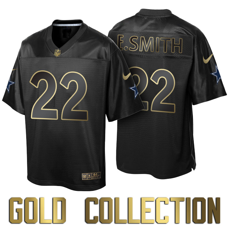 Dallas Cowboys #22 Emmitt Smith Super Bowl 50th Black Gold Collection Jersey