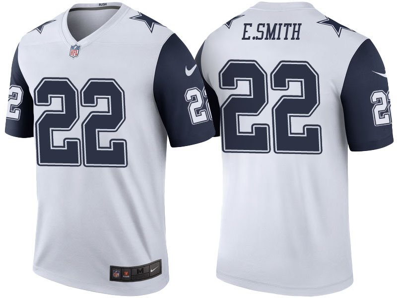 Dallas Cowboys #22 Emmitt Smith White Color Rush Legend Jersey