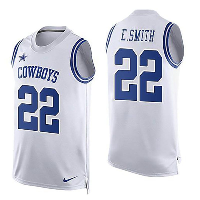 Cowboys #22 Emmitt Smith White Team Color Men NFL Limited Tank Top