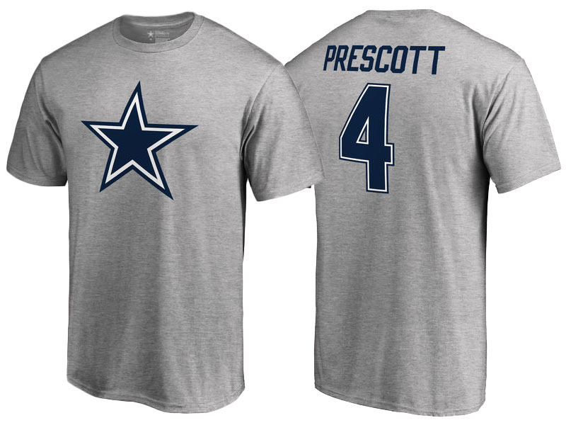 Dallas Cowboys #4 Dak Prescott Ash Team Icon T-Shirt