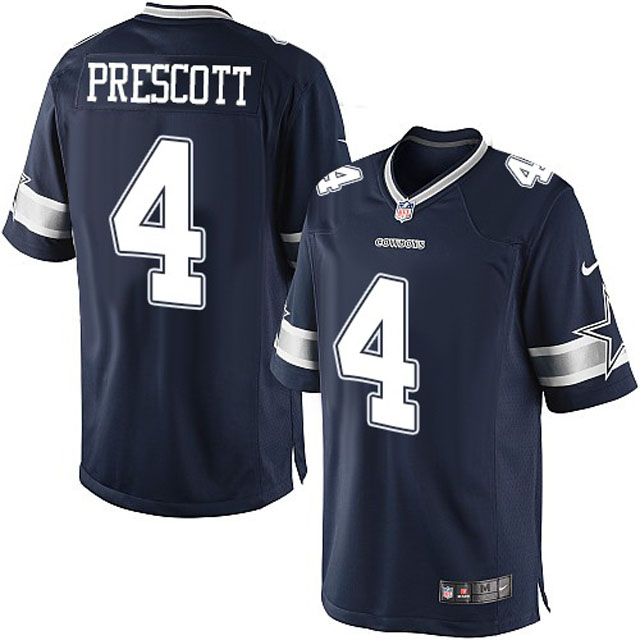 Dallas Cowboys #4 Dak Prescott Navy Blue Limited Team Color Jersey