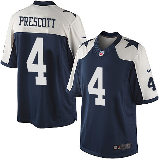 Dallas Cowboys #4 Dak Prescott Navy Blue Limited Throwback Jersey