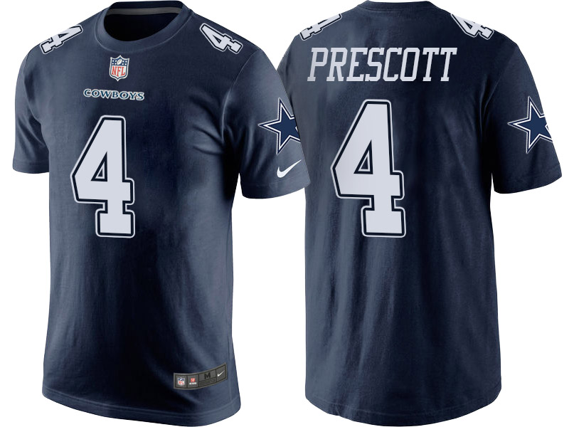 Dallas Cowboys #4 Dak Prescott Navy Player Name & Number T-Shirt