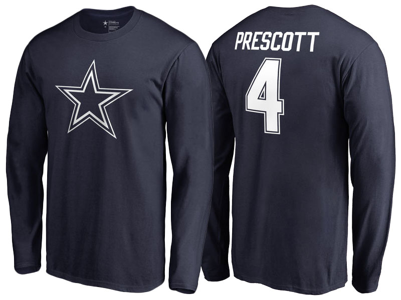 Dallas Cowboys #4 Dak Prescott Navy Team Icon Long Sleeve T-Shirt