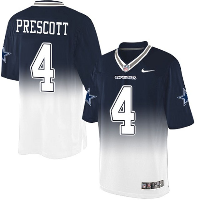 Dallas Cowboys #4 Dak Prescott Navy/White Limited Fadeaway Jersey