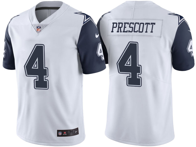 Dallas Cowboys #4 Dak Prescott White Color Rush Limited Jersey - Light Up Thursday Night