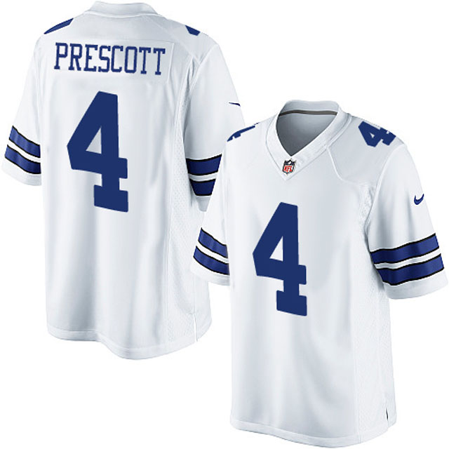 Dallas Cowboys #4 Dak Prescott White Limited Jersey