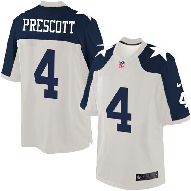 Dallas Cowboys #4 Dak Prescott White Limited Throwback Alternate Jersey