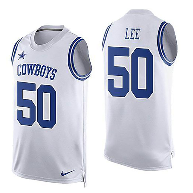 Cowboys #50 Sean Lee White Team Color Men NFL Limited Tank Top