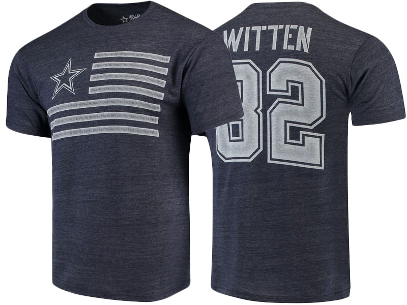 Dallas Cowboys #82 Jason Witten Navy Field Name & Number Tri-Blend T-Shirt