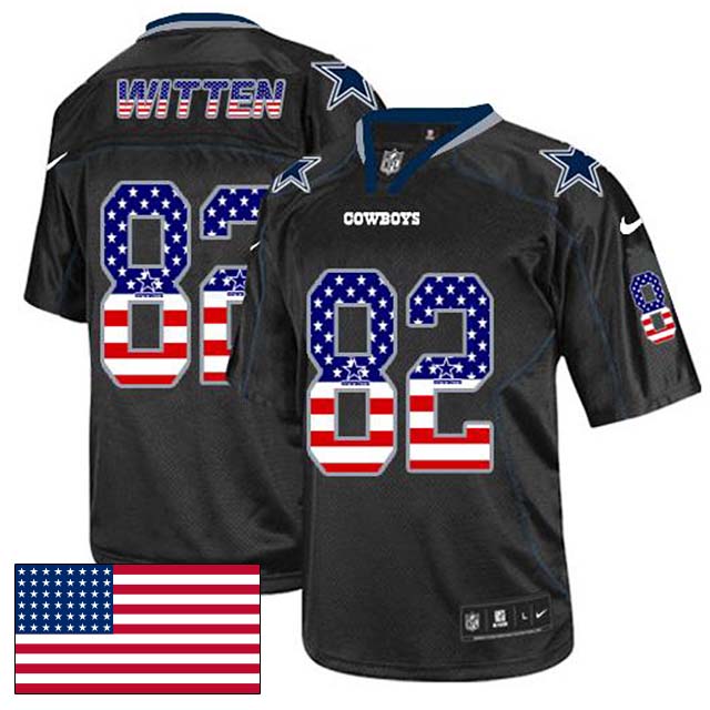 Dallas Cowboys #82 Jason Witten Black USA Flag Fashion Jersey