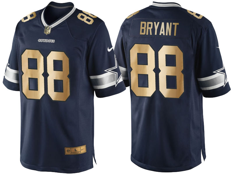 Dallas Cowboys #88 Dez Bryant Navy Blue 2016 Christmas Gold Edition Jersey