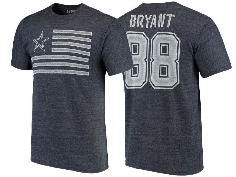 Dallas Cowboys #88 Dez Bryant Navy Field Name & Number Tri-Blend T-Shirt