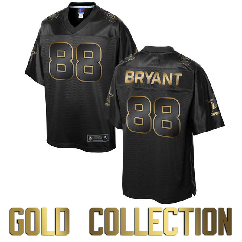 Dallas Cowboys #88 Dez Bryant Super Bowl 50 Black Gold Collection Jersey