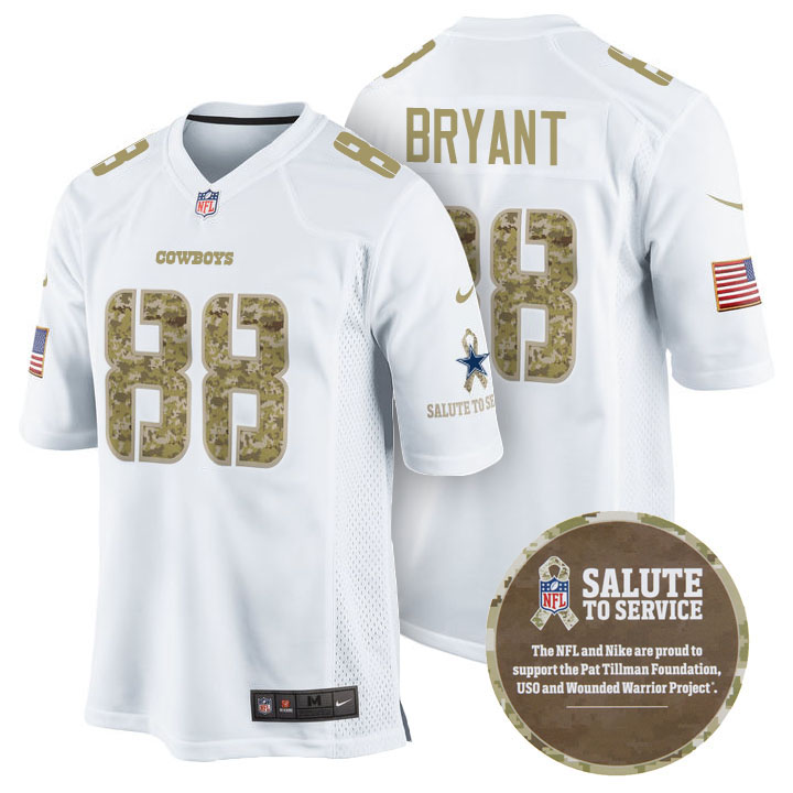 Dallas Cowboys #88 Dez Bryant White Camo Salute to Service Jersey