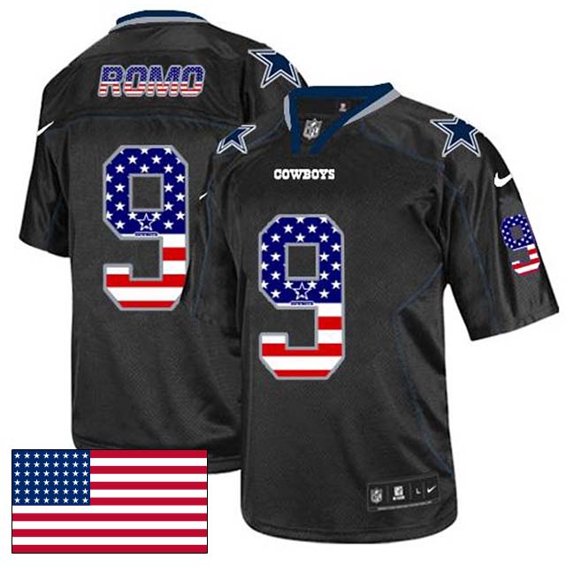 Dallas Cowboys #9 Tony Romo Black USA Flag Fashion Jersey